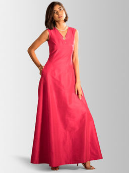 FABLE STREET - Coral Solid Dress