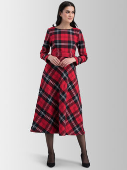 FableStreet - Red Checks Dress