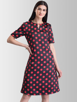 FableStreet - Black Polka Dots Dress