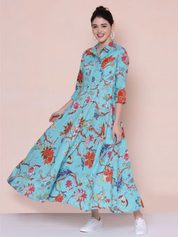 Biba - Turquoise Floral Dress