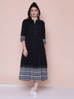 Biba - Black Printed Dress