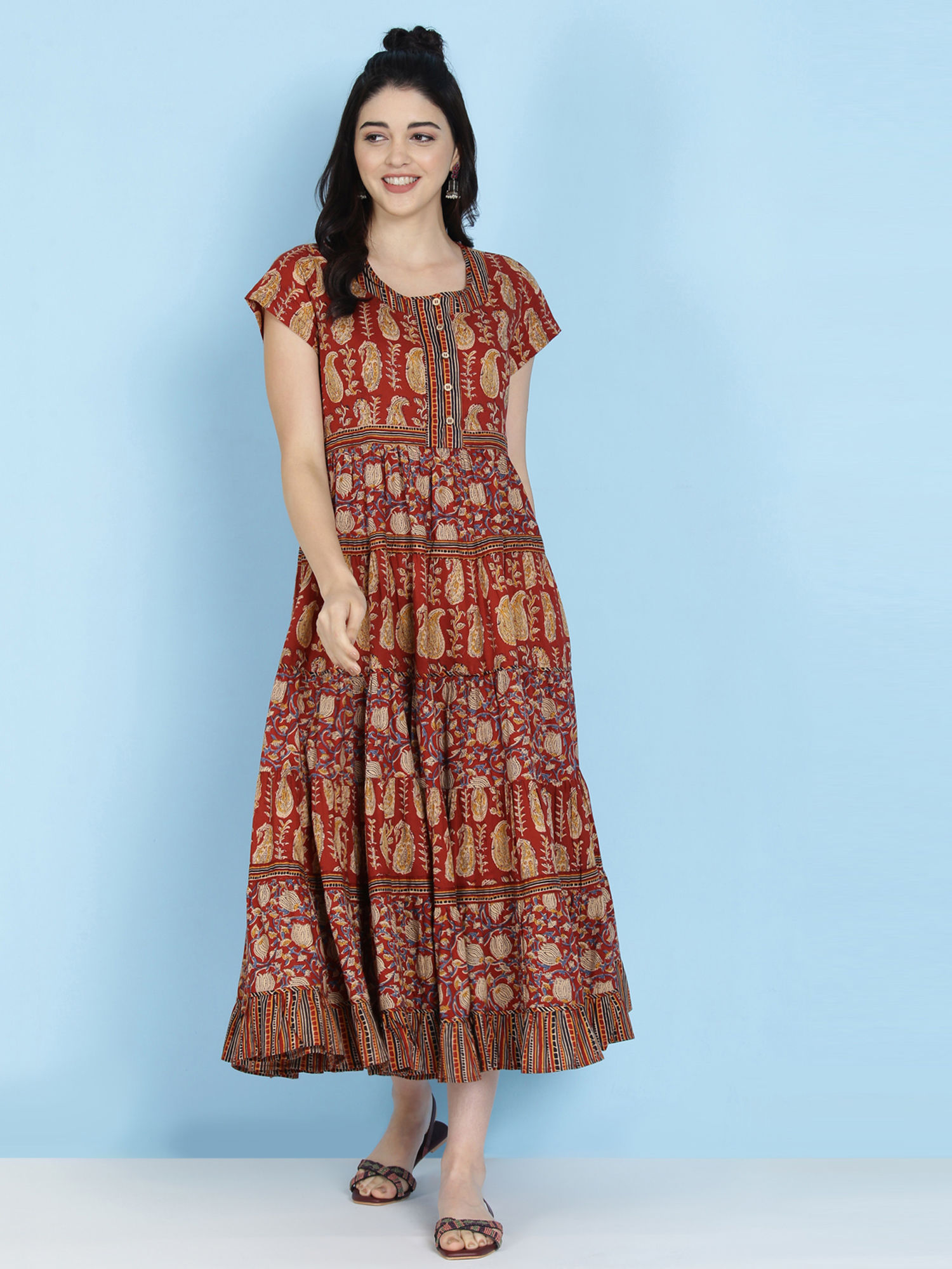 Buy Biba Rust Printed Dress Online 