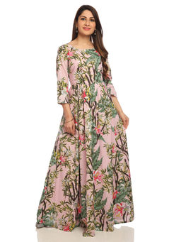 Biba - Pink Floral Flared Gown