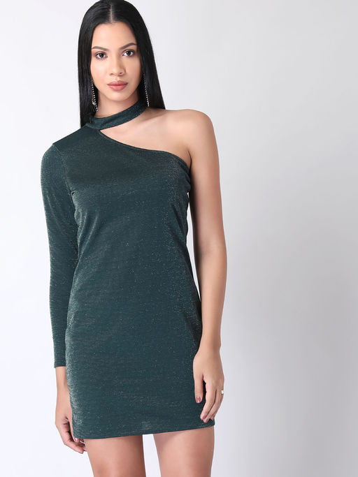 open lace back dress Bewitched One Shoulder Mini Dress Black main image 1