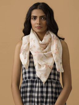 Ancestry - Ivory Floral Chanderi Scarf