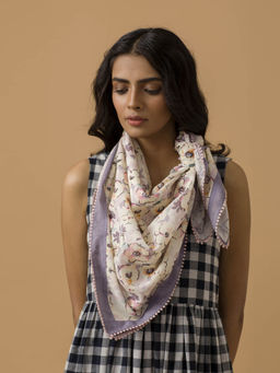 Ancestry - Ivory Spring Bloom Chanderi Scarf