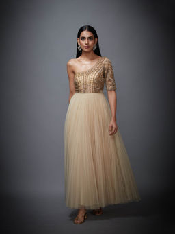 RI.Ritu Kumar - Beige Embroidered Maxi Dress