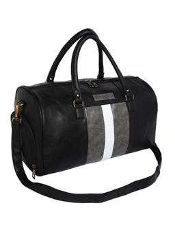 FUR JADEN - Black Leatherette Weekender Duffle With Shoe Pocket