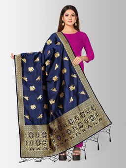 Mimosa - Navy Blue Banarasi Art Silk Dupatta