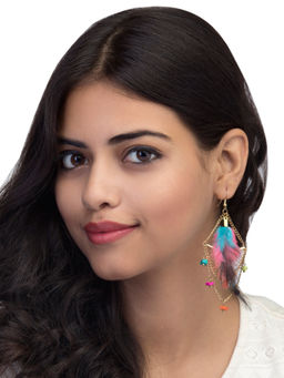 Blueberry - Multi-Color Feather Detailing Drop Earring