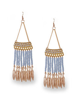 Blueberry - Gold Plated Leaf Detailing Drop Earring