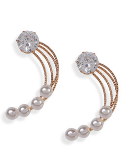 Blueberry - Gold Tone White Pearl Detailing Pair Of Ear Cuff