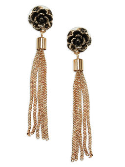 Blueberry - Gold Plated Chain Tassel Flower Shape Drop Earring