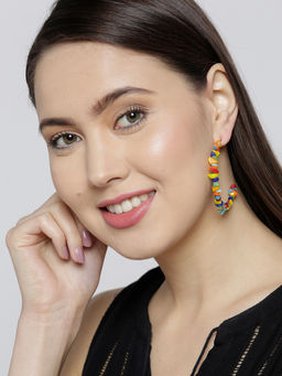 Blueberry - Multi-Color Beads Hoop Earring