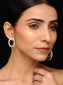 Blueberry - Gold Plated Brass Circular Shape Drop Earrings