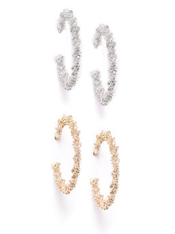 Blueberry - Silver And Gold Plated Hoop Earring Set Of 2