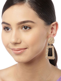 Blueberry - Gold Plated Square Shape Drop Earring