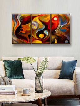 The Art House - Abstract Painting Multicolor (Set of 3) (60X30 Inches)