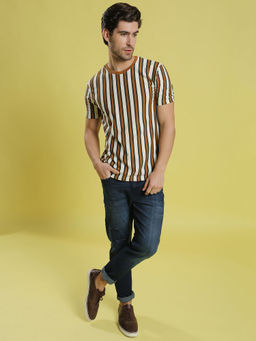 CAHOOT - Men Striped Stylish Half Sleeve Casual T-shirts
