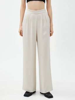 Koton - Women Beige Solid Plain Comfortable Palazzo