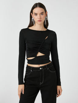 Koton - Women Black Solid Plain Super Slim Top