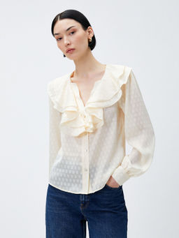 Koton - Women White Gold Self Design Comfortable Shirt