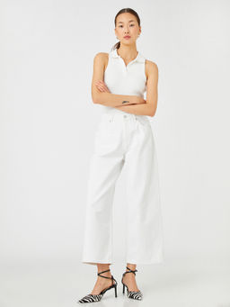 Koton - Women Off White Solid Plain Comfortable Jeans