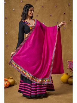 SALWAR STUDIO - Pink Cotton Embroidered Garba Special Dupatta