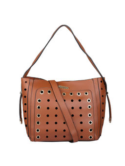 ELLE - Brown Patterned Hobo Handbag With Pouch (Set of 2)