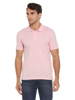 Allen Solly - Men Pink Solid Polo Neck T Shirt