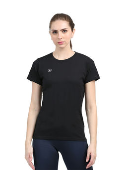 Shrey - Women Black Regular Fit Solid T-Shirt