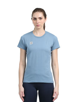 Shrey - Women Blue Regular Fit Solid T-Shirt