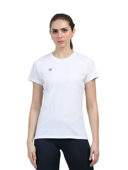 Shrey - Women White Regular Fit Solid T-Shirt