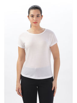 DOMIN8 - Women White Relaxed Fit Solid T-Shirt
