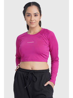 FUAARK - Women Pink Slim Fit Solid Crop T-Shirt