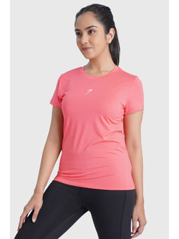 FUAARK - Women Peach Slim Fit Solid T-Shirt
