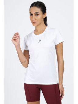 FUAARK - Women White Slim Fit Solid T-Shirt