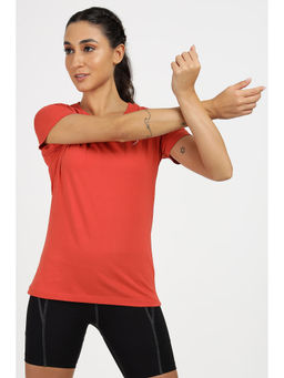 FUAARK - Women Rust Slim Fit Solid T-Shirt