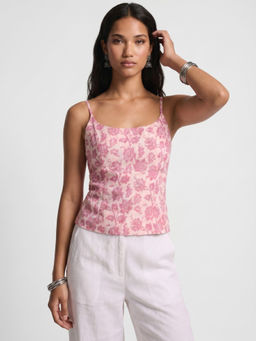 NISHORAMA - Tyla Pink Floral Corset Top