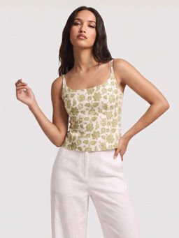 NISHORAMA - Alya Olive Floral Corset Top