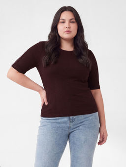 max - Purple Women Ribbed Top