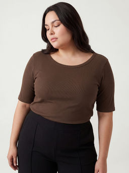 max - Brown Women Ribbed Top