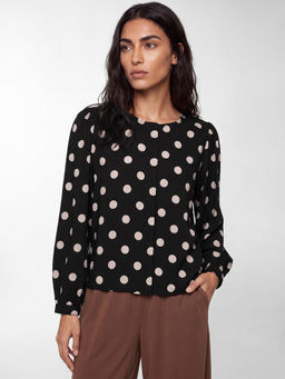 max - Black Women Polka Dots Top