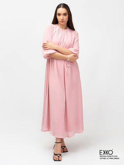 EKKO - Pink Relaxed Fit Balloon Sleeve Maxi Dress