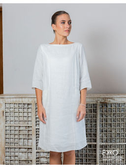 EKKO - White Linen Relaxed Fit Pocket Detail Mini Dress