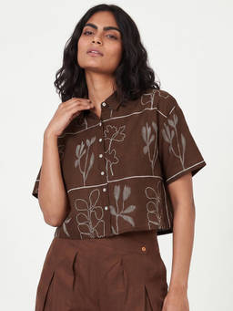 max - Women Embroidered Crop Shirt