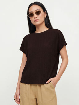 max - Brown Women Textured Top