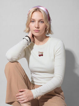 max - Off White Women Embroidered Top