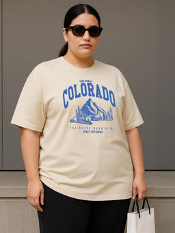 JUNEBERRY - Women's Colorado Swanwhite Plus Size Printed T-shirt