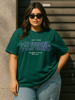 JUNEBERRY - Women's California Green Plus Size Printed T-shirt
